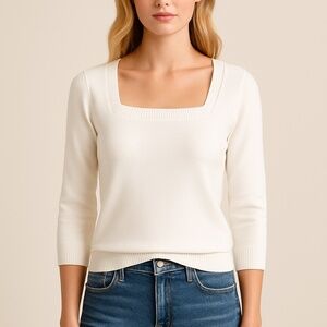 white cotton square neckline